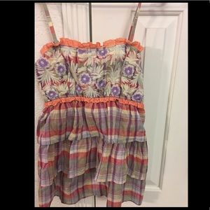 🇺🇸NWT $ Lulumari Embroidered Tiered tank top S